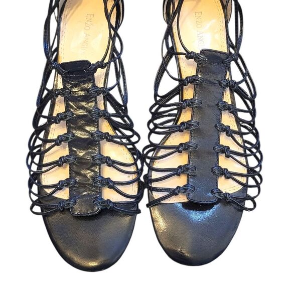 Enzo Angiolini Women's Black Strappy Y2K Kitten Heels Size 8M - Picture 4 of 7